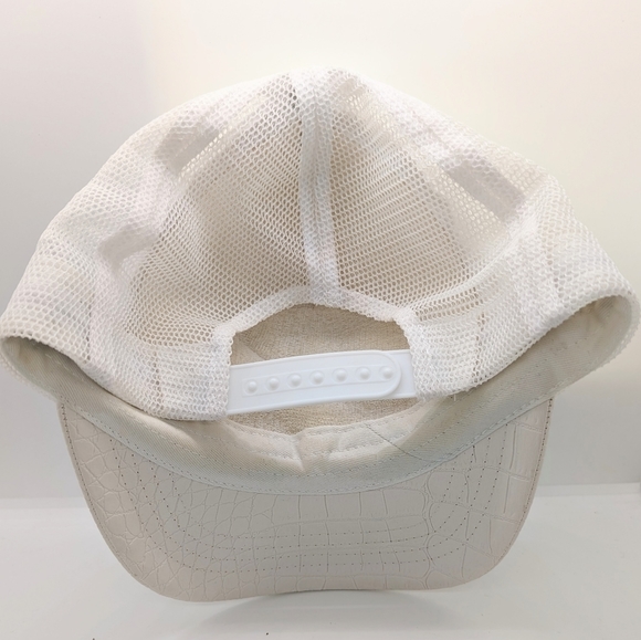 RVCA PM Tenore Faux Snakeskin Hat Off White Deep Purple Logo Hat Cap Snapback - Picture 9 of 9